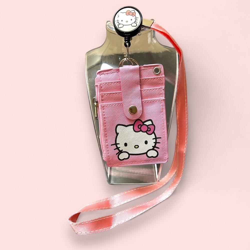 Sanrio Hello Kitty ID Badge Holder with Retractable Button and Lanyard NWT